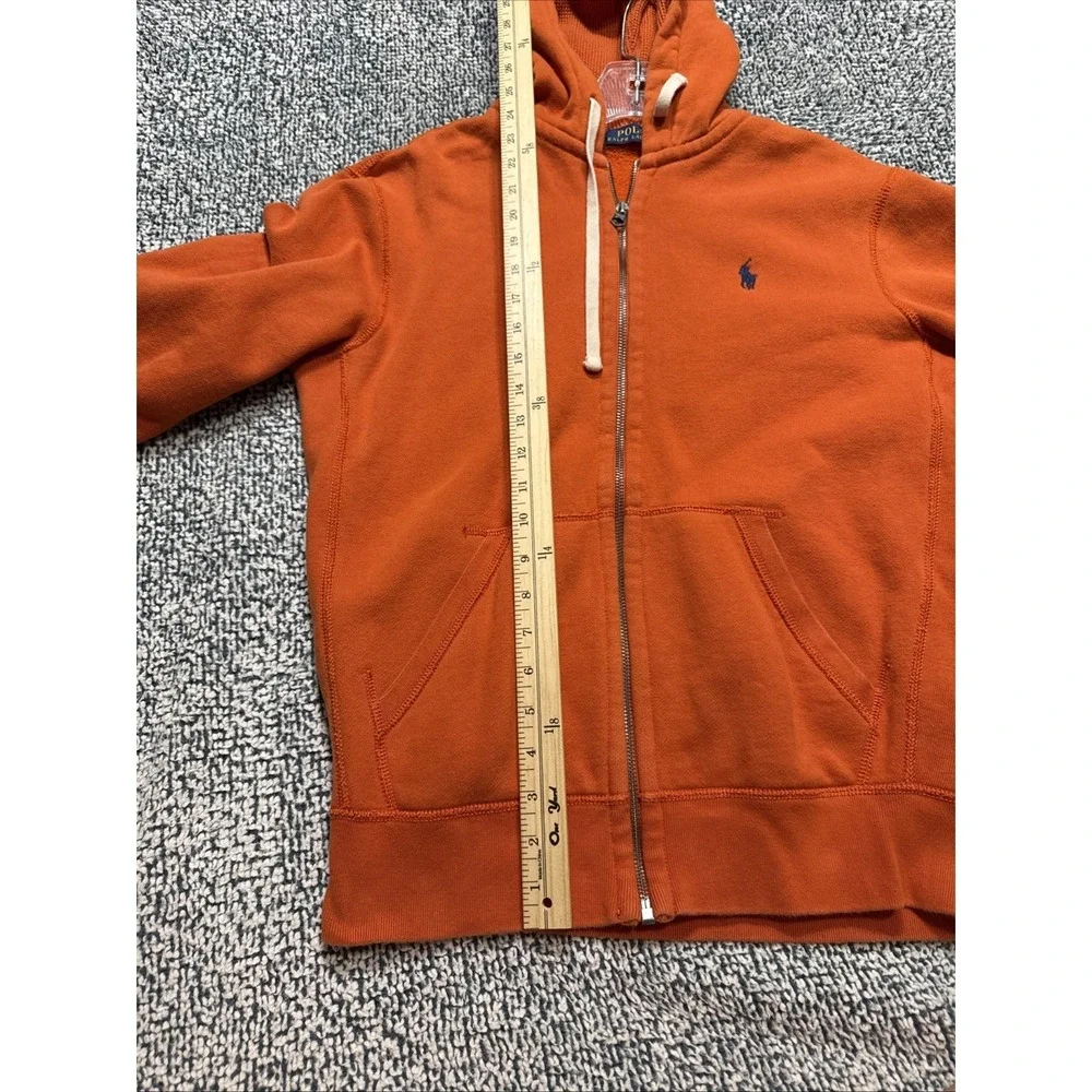 Polo Ralph Lauren Mens Orange Thermal Lined Full Zip Hoodie Sweatshirt Small
